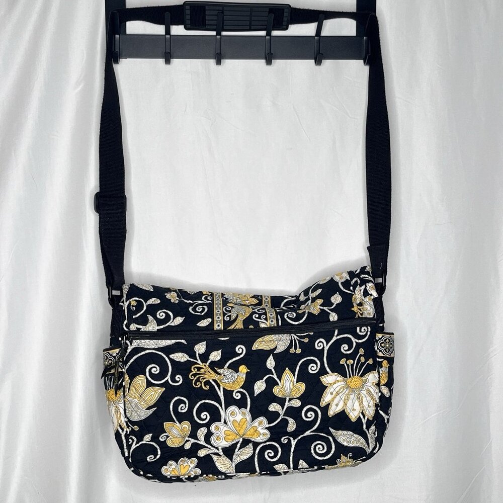 Vera Bradley Crossbody Messenger Laptop Bag Purse Shoulder Yellow Birds Pattern - Picture 2 of 12